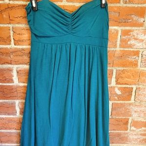 Teal strapless dress